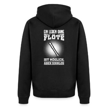 Blockflöte - Unisex Premium Bio Zip Hoodie - Schwarz - Hinten - Nico (187cm)