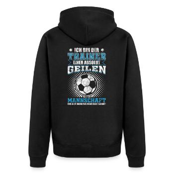 Fußballtrainer einer absolut geilen Mannschaft - Unisex Premium Bio Zip Hoodie - Schwarz - Hinten - Nico (187cm)