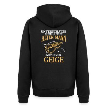 Geige Rentner Streichinstrumente Geiger Violine - Unisex Premium Bio Zip Hoodie - Schwarz - Hinten - Nico (187cm)