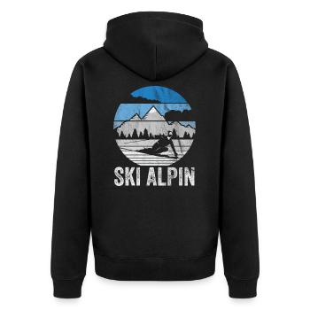 Ski Alpin Wintersport - Unisex Premium Bio Zip Hoodie - Schwarz - Hinten - Nico (187cm)