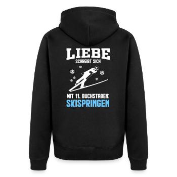 Skispringen - Unisex Premium Bio Zip Hoodie - Schwarz - Hinten - Nico (187cm)