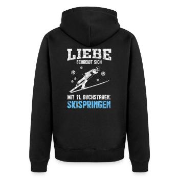 Skispringen Leidenschaft & Liebe - Unisex Premium Bio Zip Hoodie - Schwarz - Hinten - Nico (187cm)