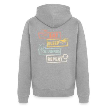 Journée de saut à ski - Veste à capuche bio Premium Unisexe - gris chiné - Dos - Nico (187cm)