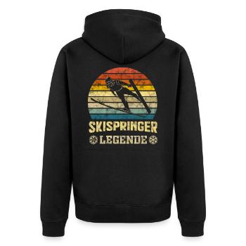 Skispringen Skispringer Winter Sport - Unisex Premium Bio Zip Hoodie - Schwarz - Hinten - Nico (187cm)