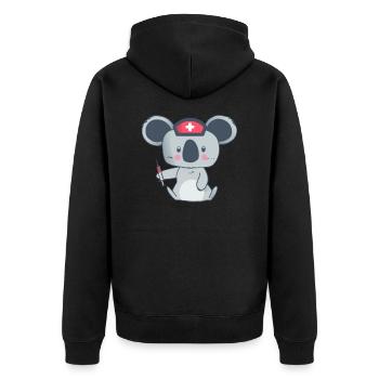 nurse - Unisex Premium Organic Zip Hoodie - black - Back - Nico (187cm)