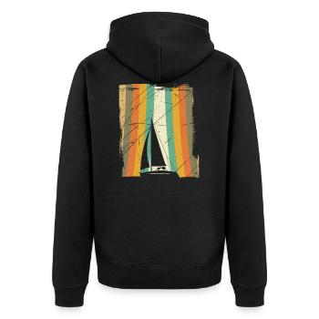 Segeln retro - Unisex Premium Bio Zip Hoodie - Schwarz - Hinten - Nico (187cm)