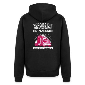 Fahrer Lastwagen Fahrerin LKW Truck Trucker - Unisex Premium Bio Zip Hoodie - Schwarz - Hinten - Nico (187cm)