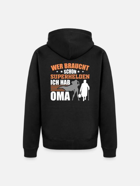 Oma Oma Oma - Unisex Premium Bio Zip Hoodie - Schwarz