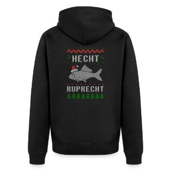 Angeln Weihnachten Angler Fischer - Unisex Premium Bio Zip Hoodie - Schwarz - Hinten - Nico (187cm)