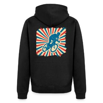 Fahrrad fahren retro Geschenk vintage Radsport Rad - Unisex Premium Bio Zip Hoodie - Schwarz - Hinten - Nico (187cm)