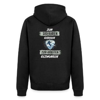 Ski Skifahren Skifahrer - Unisex Premium Bio Zip Hoodie - Schwarz - Hinten - Nico (187cm)