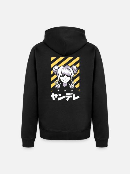 Anime Otaku cartoon - Unisex Premium Organic Zip Hoodie - black