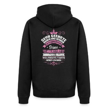 Weltbeste Tante - Unisex Premium Bio Zip Hoodie - Schwarz - Hinten - Nico (187cm)