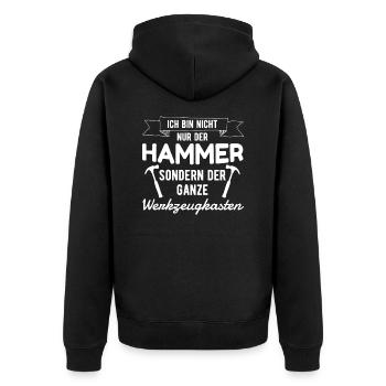 Handwerk Werker Hammer Handwerker Heimwerker - Unisex Premium Bio Zip Hoodie - Schwarz - Hinten - Nico (187cm)