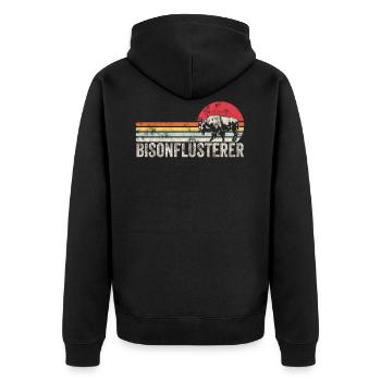 Amerikanischer Bisonflüsterer Bison Tierliebe - Unisex Premium Bio Zip Hoodie - Schwarz - Hinten - Nico (187cm)