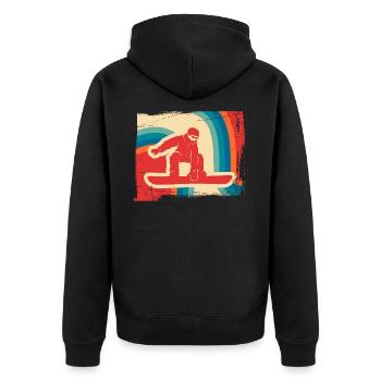 Snowboard Wintersport Geschenk Snowboarding retro - Unisex Premium Bio Zip Hoodie - Schwarz - Hinten - Nico (187cm)