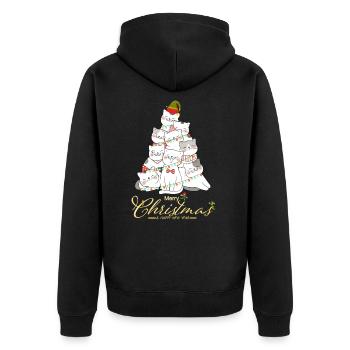 Katzen Weihnachtsbaum - Unisex Premium Bio Zip Hoodie - Schwarz - Hinten - Nico (187cm)