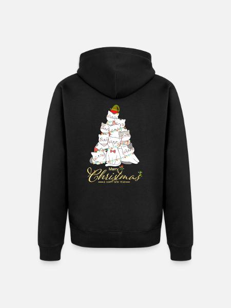 Cats Christmas tree - Unisex Premium Organic Zip Hoodie - black