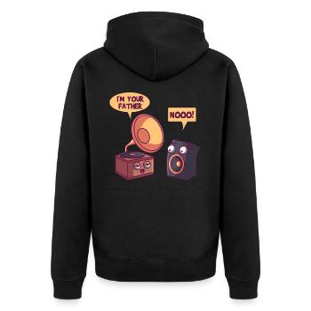 Schallplattenspieler Vater, musiker witz geschenk - Unisex Premium Bio Zip Hoodie - Schwarz - Hinten - Nico (187cm)