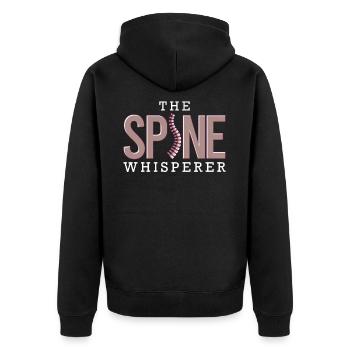 Spine Whisperer, chiropractic physiotherapist - Unisex Premium Organic Zip Hoodie - black - Back - Nico (187cm)