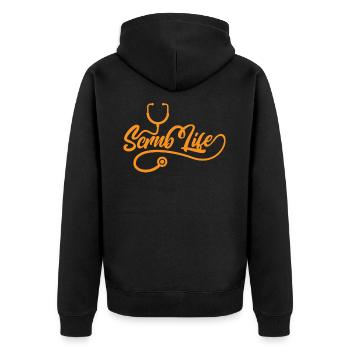 Scrub Life, infirmière médecin hôpital - Veste à capuche bio Premium Unisexe - noir - Dos - Nico (187cm)