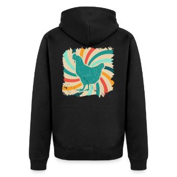 Huhn Hühner Bauernhof Tier Geschenk retro Bauer - Unisex Premium Bio Zip Hoodie - Schwarz - Hinten - Nico (187cm)