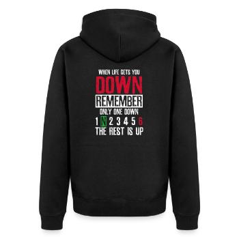 Motorradfahren Motorrad Motorradfahrer - Unisex Premium Bio Zip Hoodie - Schwarz - Hinten - Nico (187cm)