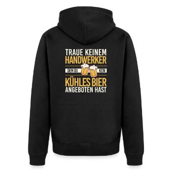 Handwerk Handwerker Biertrinker - Unisex Premium Bio Zip Hoodie - Schwarz - Hinten - Nico (187cm)