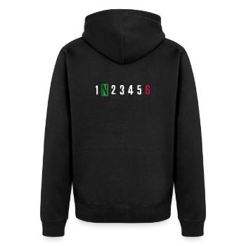 motorcycle - Unisex Premium Organic Zip Hoodie - black - Back - Nico (187cm)