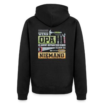 Opa Hobby Geschenk - Unisex Premium Bio Zip Hoodie - Schwarz - Hinten - Nico (187cm)