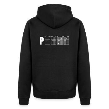 Gitarre Gitarrist Peace Frieden Akkord Gitarrensp - Unisex Premium Bio Zip Hoodie - Schwarz - Hinten - Nico (187cm)