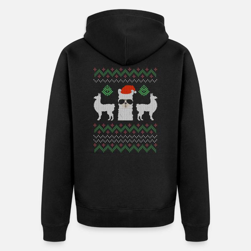 Noël Ugly Sweater Llama - Veste à capuche bio Premium Unisexe - noir