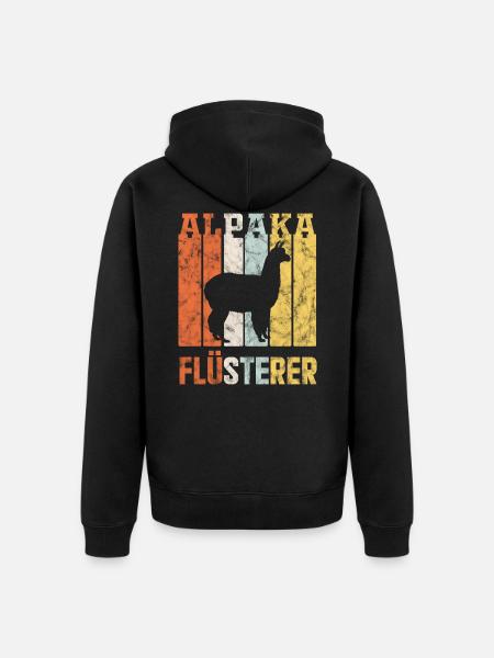 Alpaka Flüsterer Tier Geschenk - Unisex Premium Bio Zip Hoodie - Schwarz