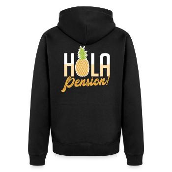 Pension Ruhestand - Unisex Premium Bio Zip Hoodie - Schwarz - Hinten - Nico (187cm)