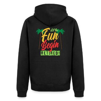 Ruhestand Pension Pensionierung - Unisex Premium Bio Zip Hoodie - Schwarz - Hinten - Nico (187cm)