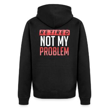 Pension Rente Ruhestand - Unisex Premium Bio Zip Hoodie - Schwarz - Hinten - Nico (187cm)