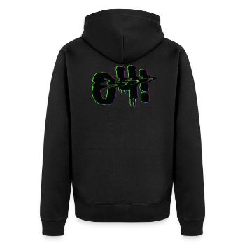Oh! - Unisex Premium Organic Zip Hoodie - black - Back - Nico (187cm)