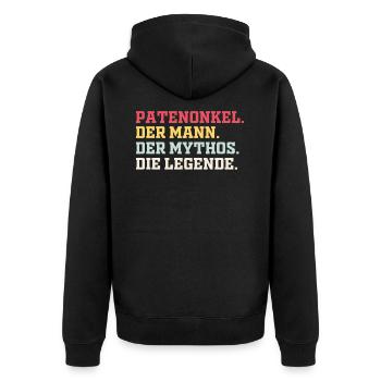 Patenonkel Taufpate Taufe Geschenk - Unisex Premium Bio Zip Hoodie - Schwarz - Hinten - Nico (187cm)