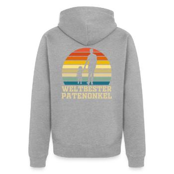 Weltbester Patenonkel Taufe Geschenk - Unisex Premium Bio Zip Hoodie - Grau meliert - Hinten - Nico (187cm)