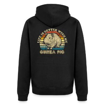 Meerschweinchen Guinea Nager Geschenkidee - Unisex Premium Bio Zip Hoodie - Schwarz - Hinten - Nico (187cm)
