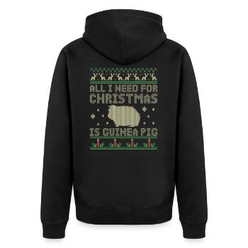 Cadeau motif noel cochon d'Inde - Veste à capuche bio Premium Unisexe - noir - Dos - Nico (187cm)