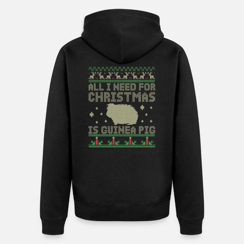 Cadeau motif noel cochon d'Inde - Veste à capuche bio Premium Unisexe - noir