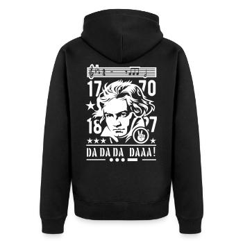 Beethoven Portrait Premières Notes Cinquième Symphonie - Veste à capuche bio Premium Unisexe - noir - Dos - Nico (187cm)