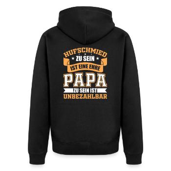 Hufschmied & Papa Geschenk - Unisex Premium Bio Zip Hoodie - Schwarz - Hinten - Nico (187cm)