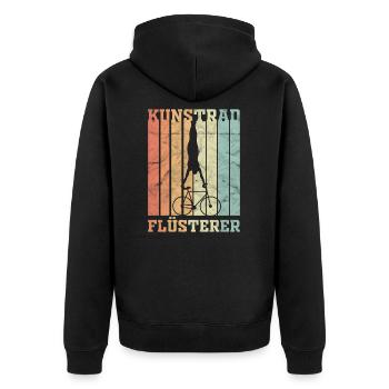 Kunstrad Sattelstand Radsport Geschenk - Unisex Premium Bio Zip Hoodie - Schwarz - Hinten - Nico (187cm)