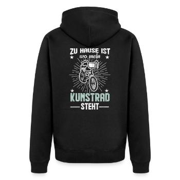 Kunstrad Spruch Geschenkidee - Unisex Premium Bio Zip Hoodie - Schwarz - Hinten - Nico (187cm)