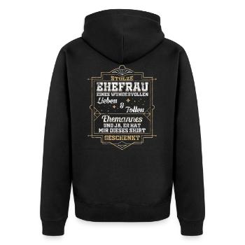 Ehefrau Liebe Partnerschaft Geschenk - Unisex Premium Bio Zip Hoodie - Schwarz - Hinten - Nico (187cm)