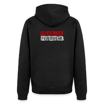 Feuerwehrmann Feuerwehr Berufsfeuerwehr - Unisex Premium Bio Zip Hoodie - Schwarz - Hinten - Nico (187cm)