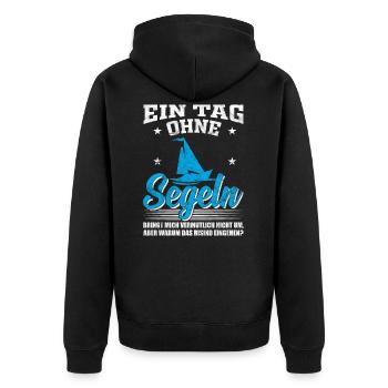 Segeln Segeln Segeln - Unisex Premium Bio Zip Hoodie - Schwarz - Hinten - Nico (187cm)