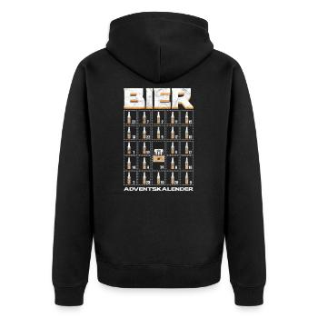 Bier Adventskalender Geschenkidee - Unisex Premium Bio Zip Hoodie - Schwarz - Hinten - Nico (187cm)
